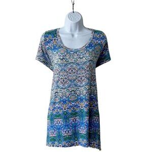 Christian Siriano Women's Plus 1X Geometric Scoop Neck Blouse Multicolor